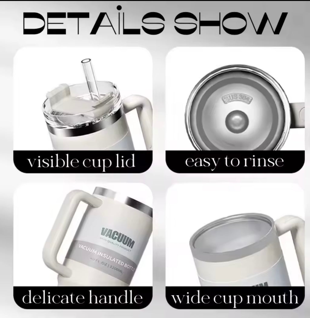 40oz car cup, 304 stainless steel straw insulated cup, ice cream cup, car water cup