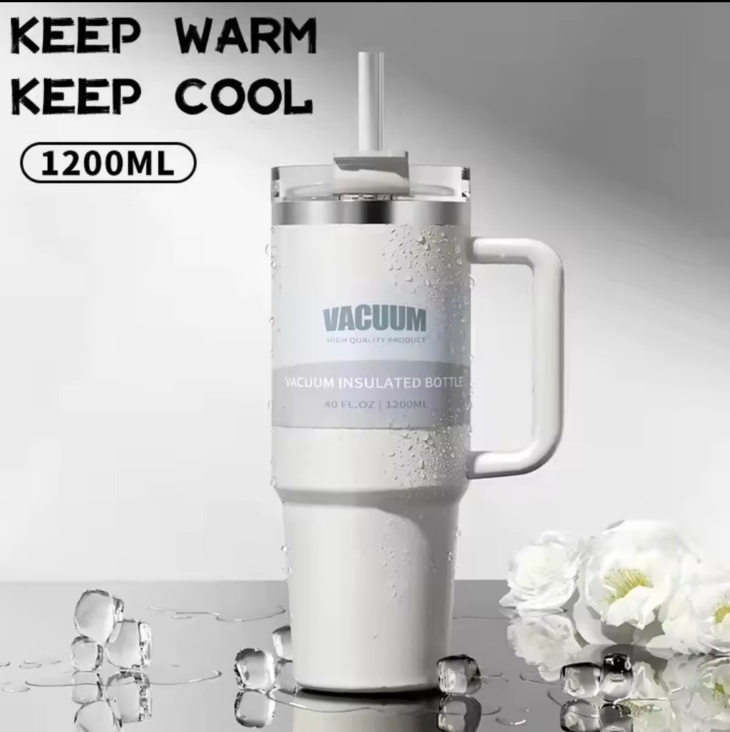 40oz car cup, 304 stainless steel straw insulated cup, ice cream cup, car water cup