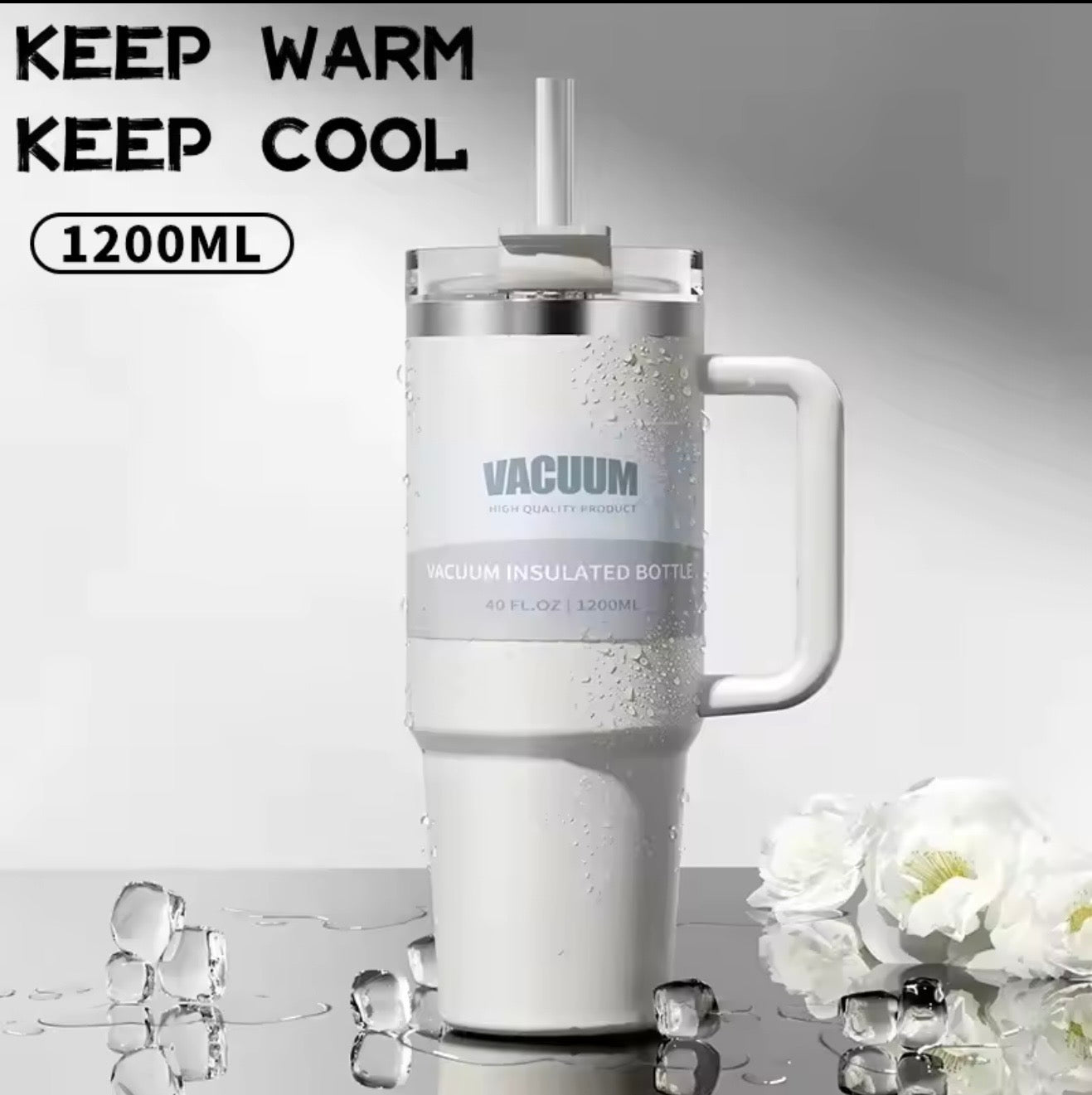 40oz car cup, 304 stainless steel straw insulated cup, ice cream cup, car water cup