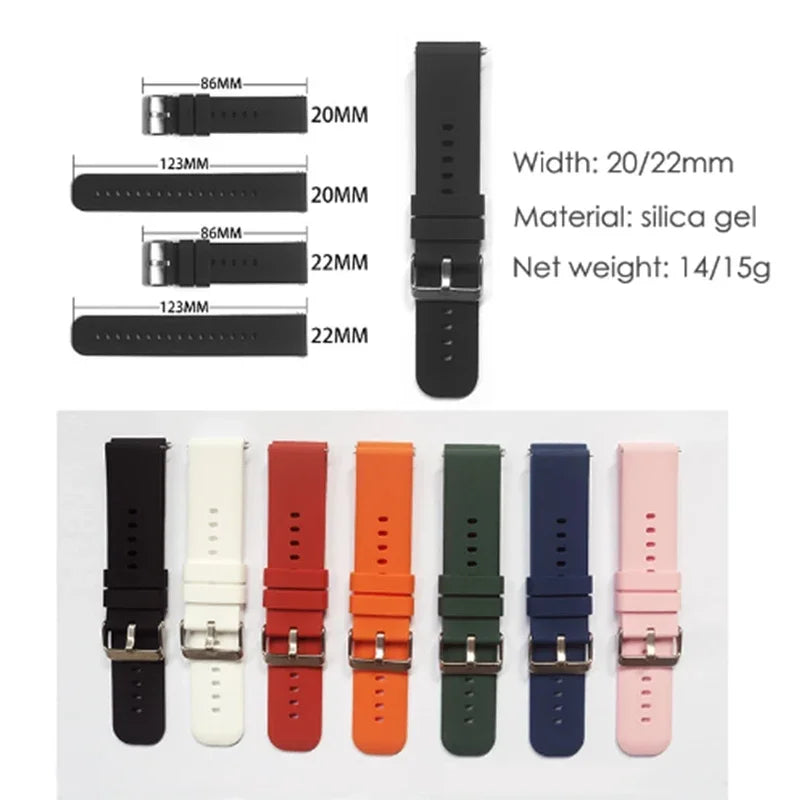 “20/22MM Silicone Watch Strap – Universal Band for P22 & Smartwatches”