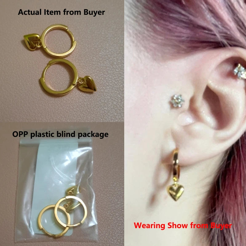 Heart Shape Gold Stainless Steel Earrings for Women – Elegant Wedding & Party Jewelry Gift 2024