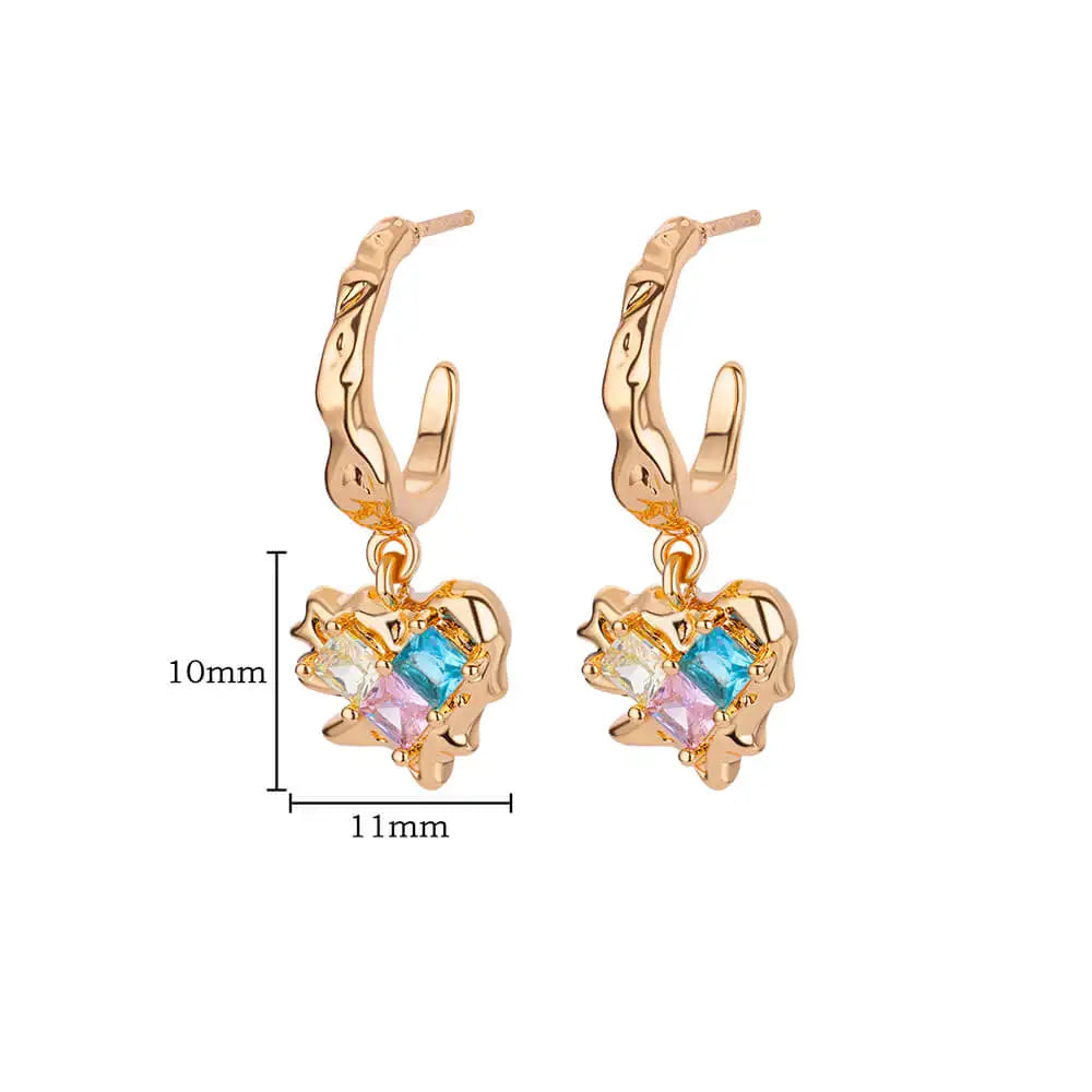Heart Shape Gold Stainless Steel Earrings for Women – Elegant Wedding & Party Jewelry Gift 2024