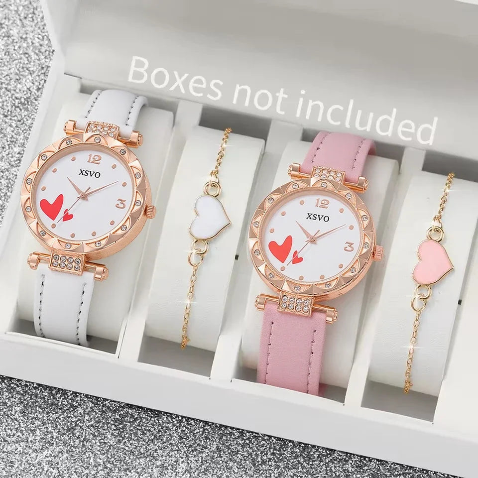 Cute Love Diamond Watch Set 💕