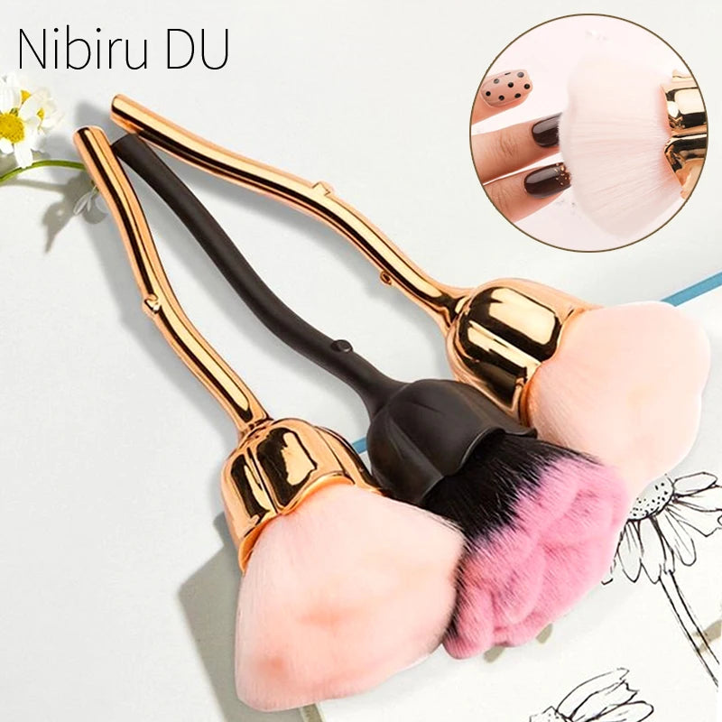 RosyTouch – Soft Rose Nail Dust Brush for Gentle Manicure Care