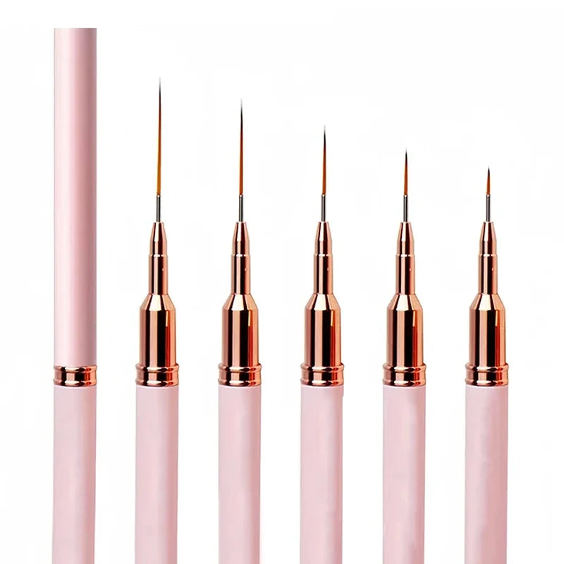 “7/9/11/15/25mm Nail Liner Brush Kit – 5pcs UV Gel Manicure Brushes for French Lines, Flower Art & Detailed Painting”