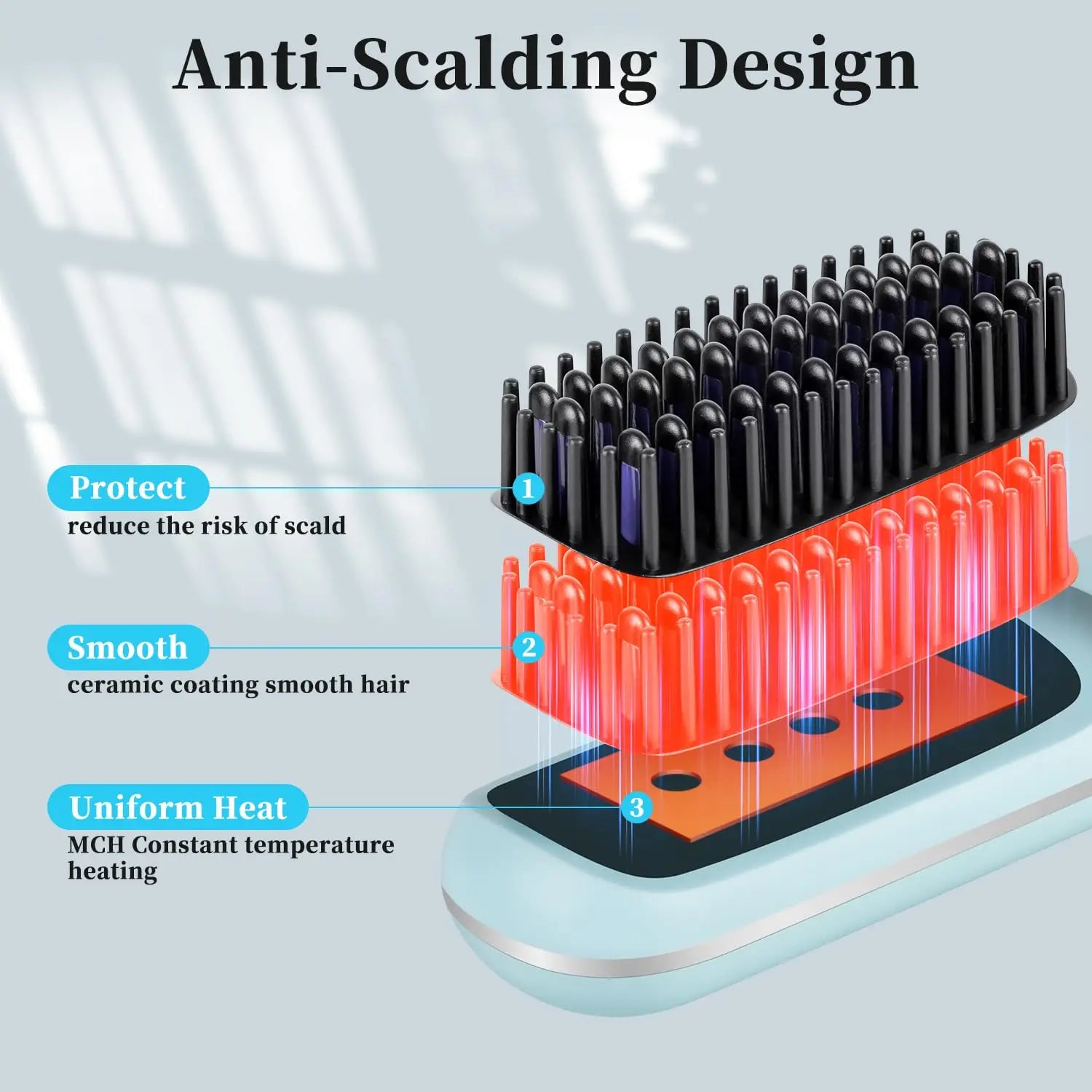 Women’s Cordless Hair Straightener Brush – LED & Ceramic